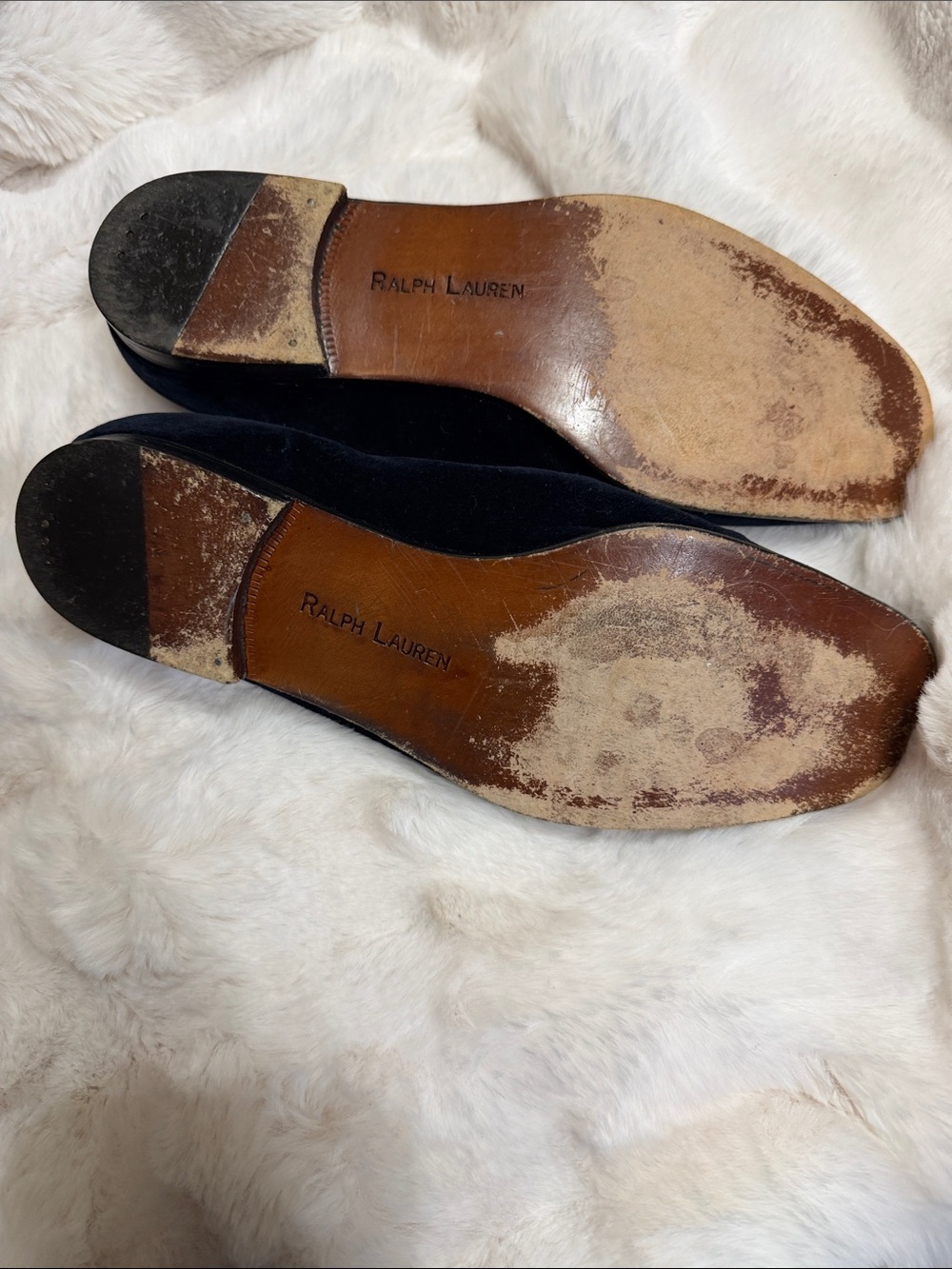 VTG Ralph Lauren Blue Velvet Loafers sz 8.5 - Picture 5 of 5